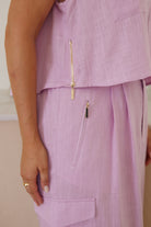 Women's lilac A-line midi skirt full length by Esther & Co