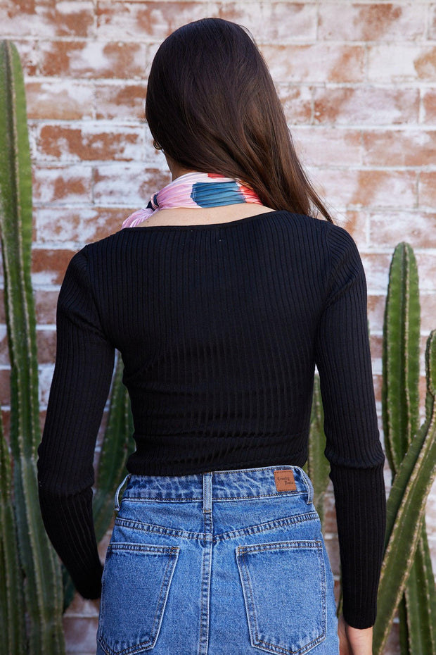 Carisa Knit Bodysuit - Black-Tops-Womens Clothing-ESTHER & CO.