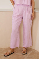 Women's lilac high-waisted wide-leg pants, the Casandra Pants in Lilac by Esther & Co