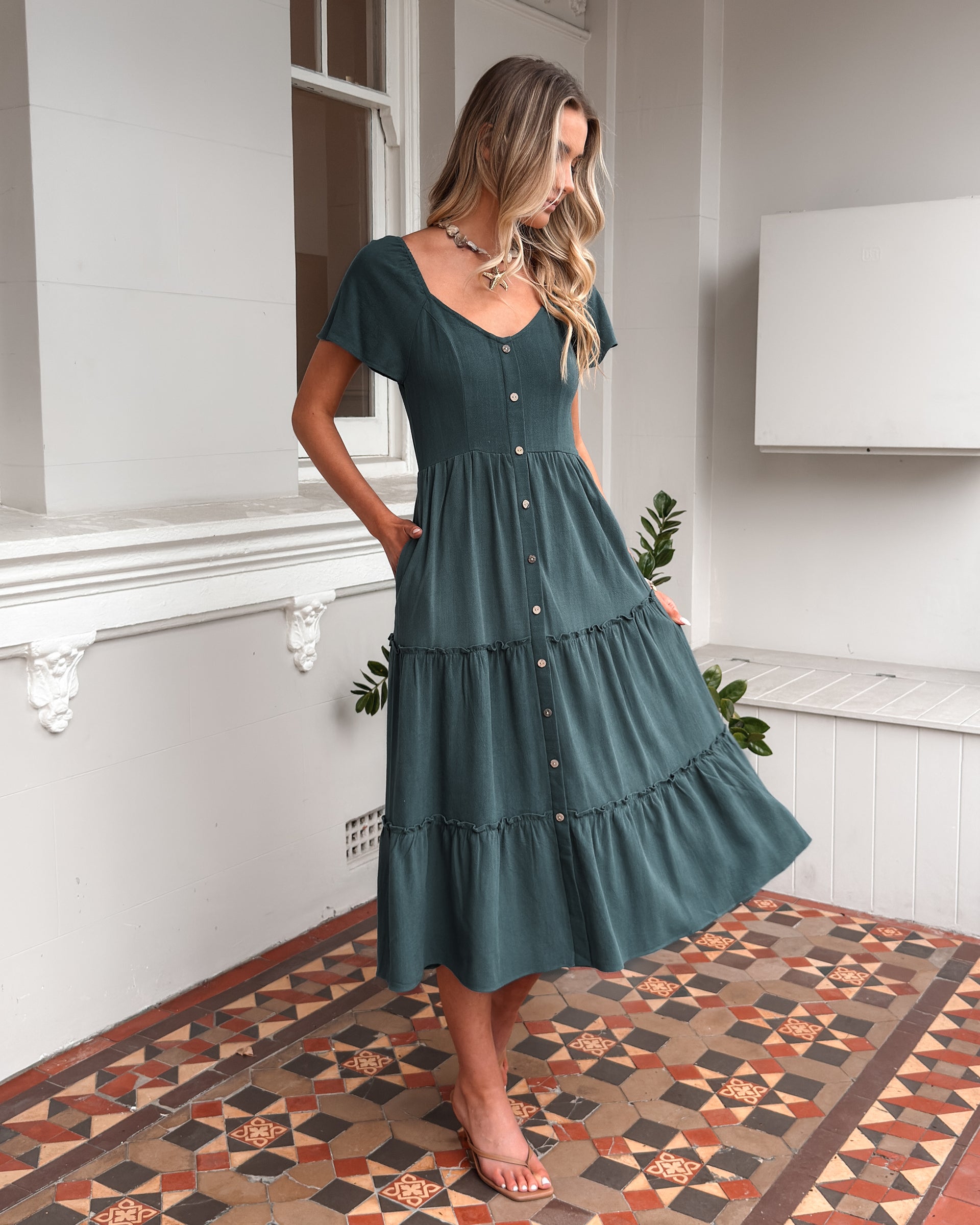 Esther Dress in White with Lining