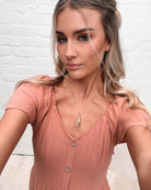 Celie Dress in Rust faded rust womens linen midi dress
