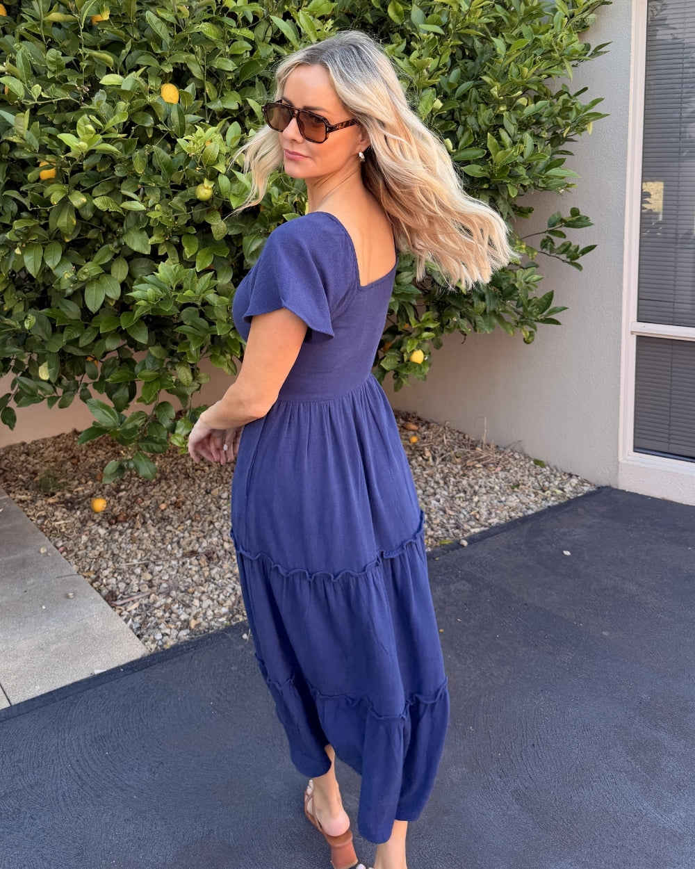 Esther & Co. Serah Dress - Beige Stripe – ESTHER & CO.