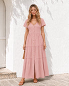 Women's pink linen midi dress, the Celie Dress in Pink by Esther & Co