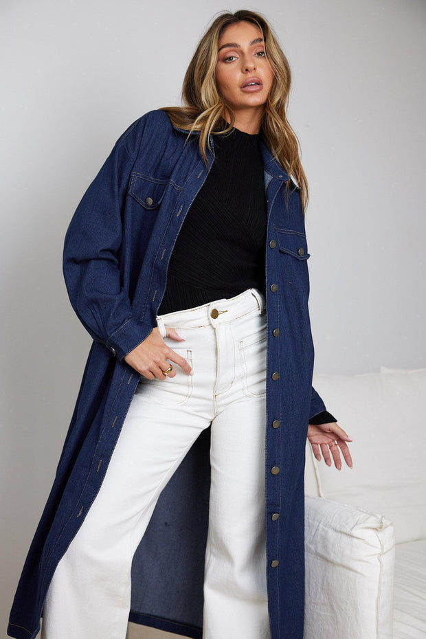 Chandry Coat - Blue Denim-Coats-Womens Clothing-ESTHER & CO.