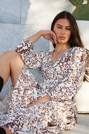 Chelvira Dress - Brown Floral-Dresses-Womens Clothing-ESTHER & CO.