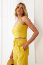 Women's mango yellow smock crop top by Esther & Co