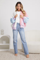 Colline Cardigan in Multi pastel multicolour open-front knit cardigan side view