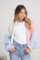 Colline Cardigan in Multi womens pastel open-front knit cardigan multi coloured front view