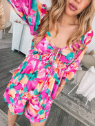 Women's pink fiesta print top with cutout detail by Esther & Co