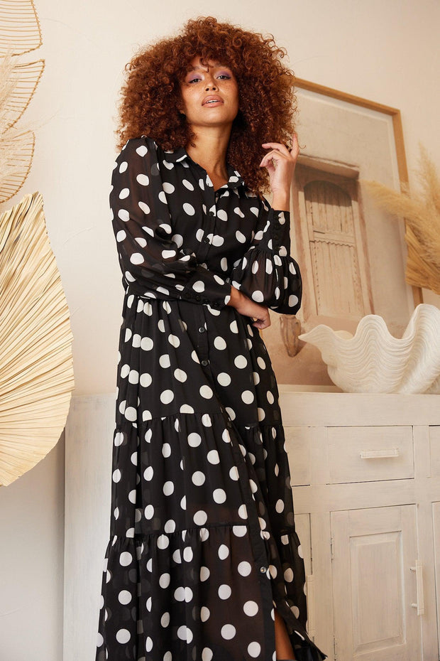 Coronia Dress - Black Print-Dresses-Womens Clothing-ESTHER & CO.