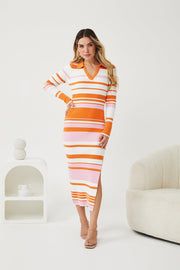 Denese Knit Dress - Orange Stripe