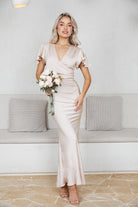 Doren champagne satin maxi dress, alternate view
