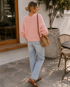Women's soft pink chunky knit open front cardigan, the Dorine Cardigan in Soft Pink by Esther & Co