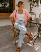 Women's soft pink chunky knit open front cardigan, the Dorine Cardigan in Soft Pink by Esther & Co