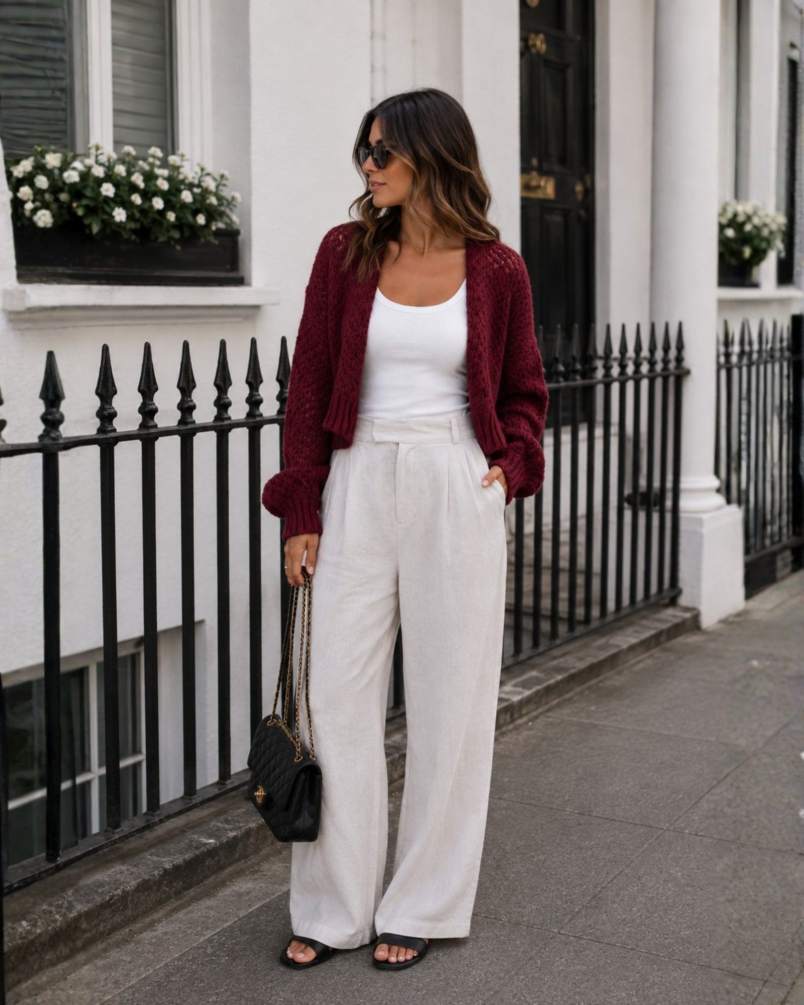 Women's wine relaxed knit cardigan, the Dorine Cardigan in Wine by Esther & Co