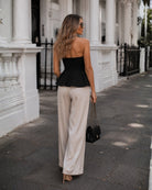 Women's black strapless peplum top, the Ellisia Top in Black by Esther & Co