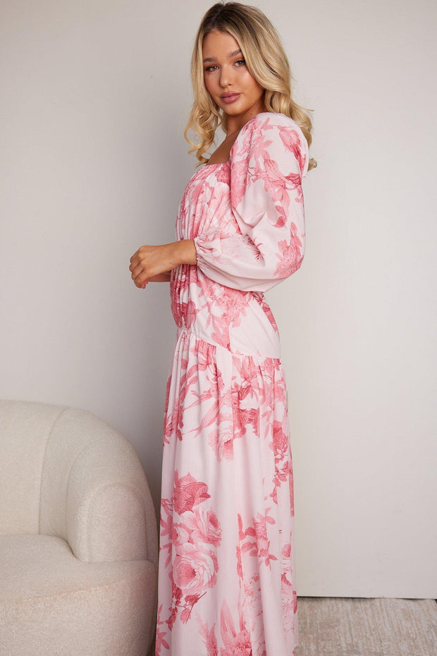 Emerley Dress - Pink Floral-Dresses-Womens Clothing-ESTHER & CO.