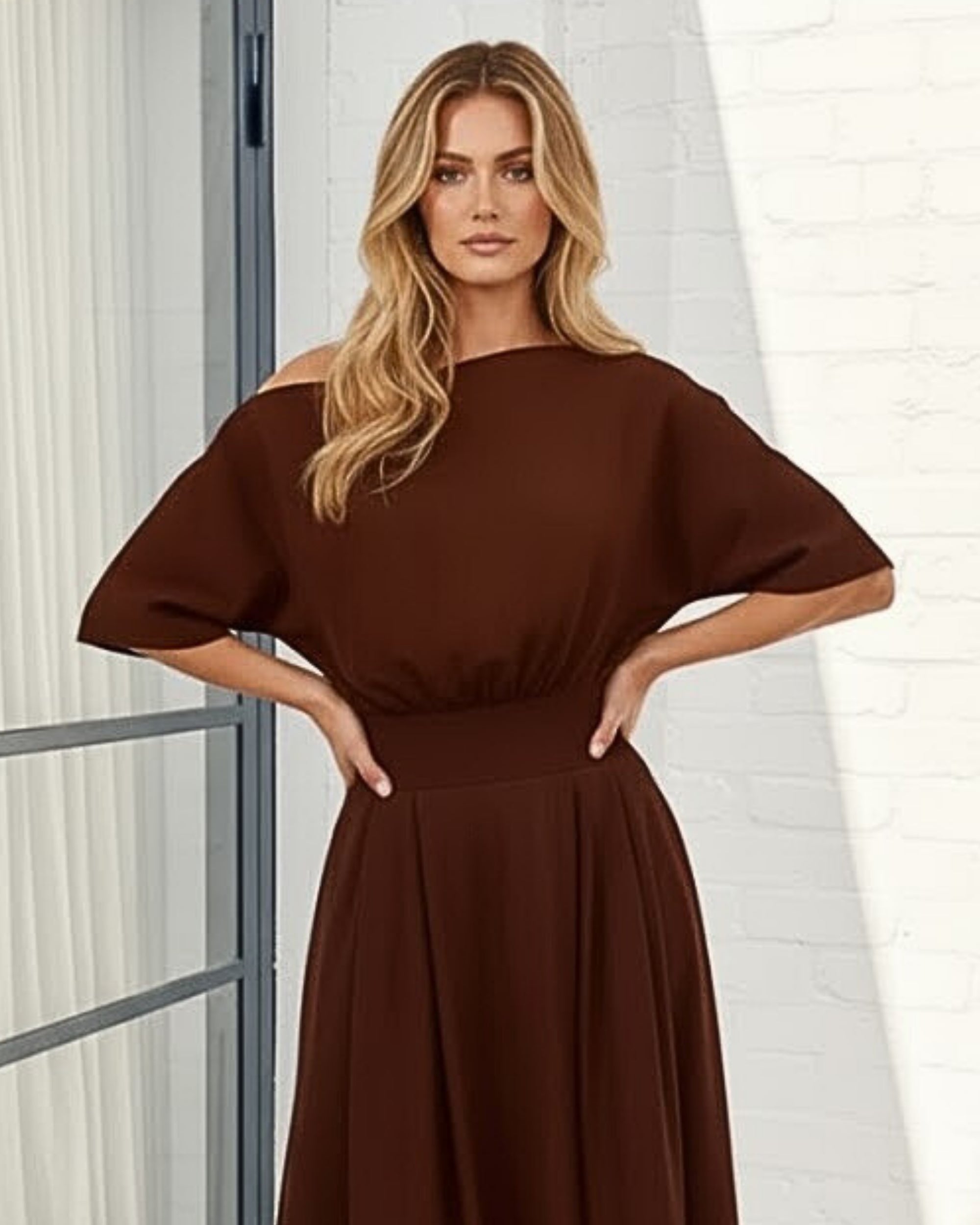 Esther & Co. Emmanuelle Dress - Brown – ESTHER & CO.