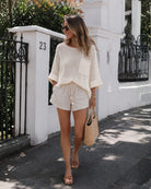 Women's cream relaxed knit top, the Evandra Knit Top in Cream by Esther & Co