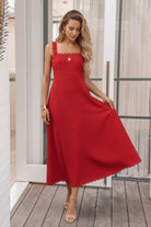 Women's red cotton maxi dress, the Evelisse Red Dress by Esther & Co