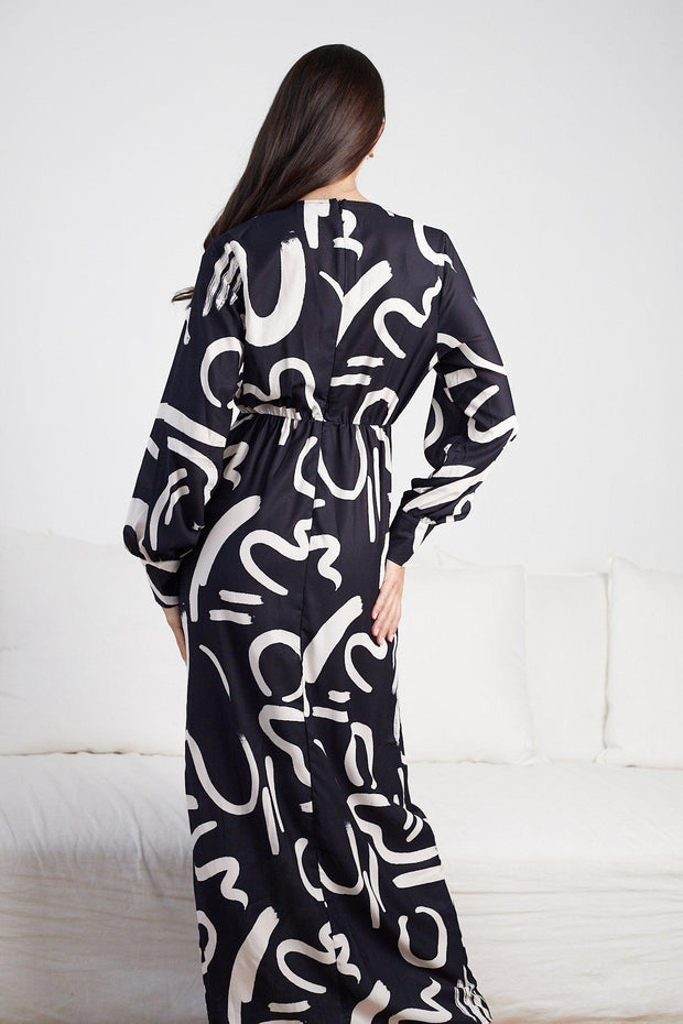 Felicitas Dress - Black Print-Dresses-Womens Clothing-ESTHER & CO.