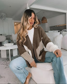 Women's oversized cream knit cardigan in mocha sand and cream tones by Esther & Co