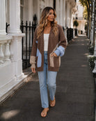 Women's mocha open front knit cardigan, the Felisha Knit in Mocha by Esther & Co