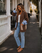 Women's mocha open front knit cardigan, the Felisha Knit in Mocha by Esther & Co