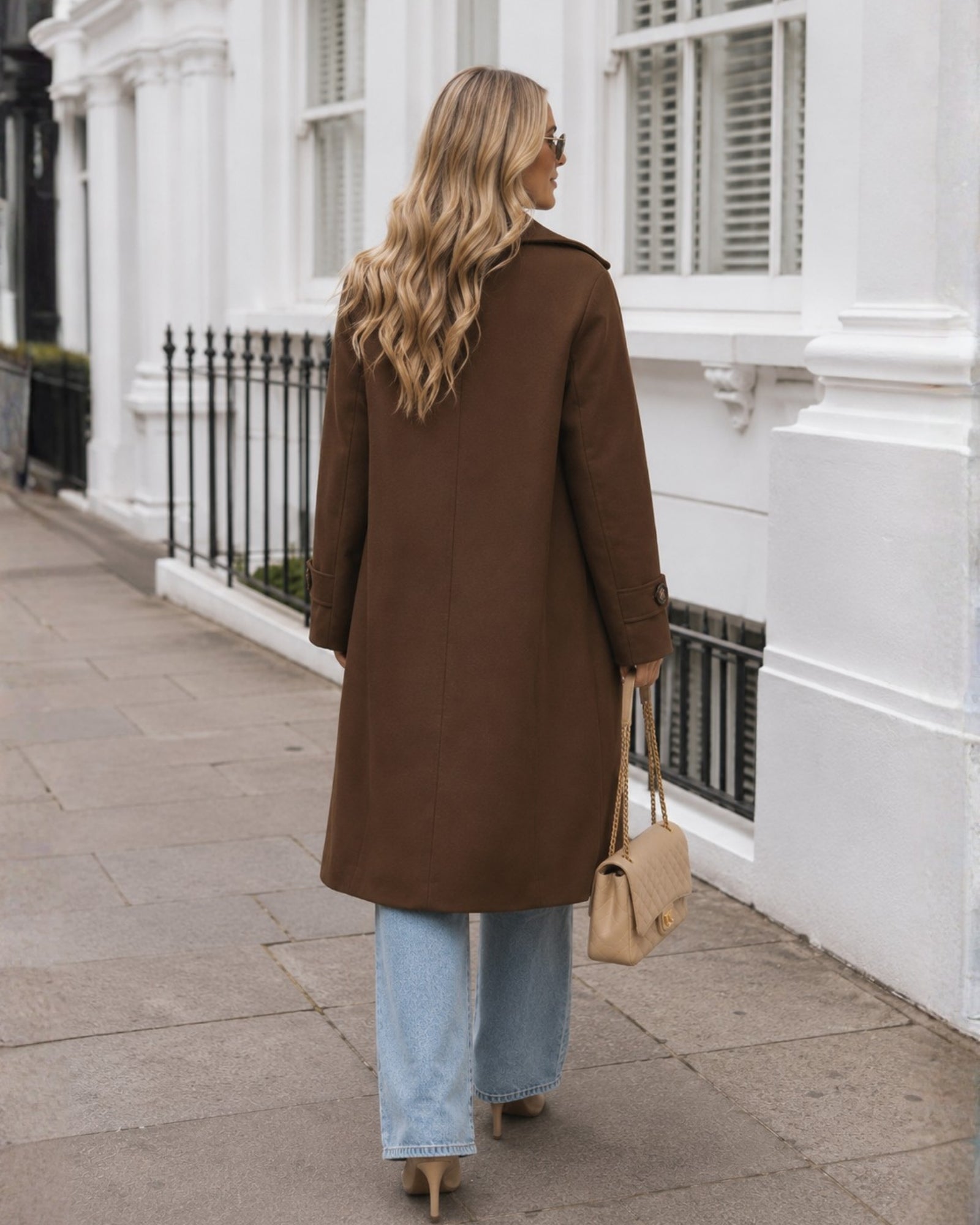 Women's mocha knit trench coat, the Fireplace Coat in Mocha by Esther & Co