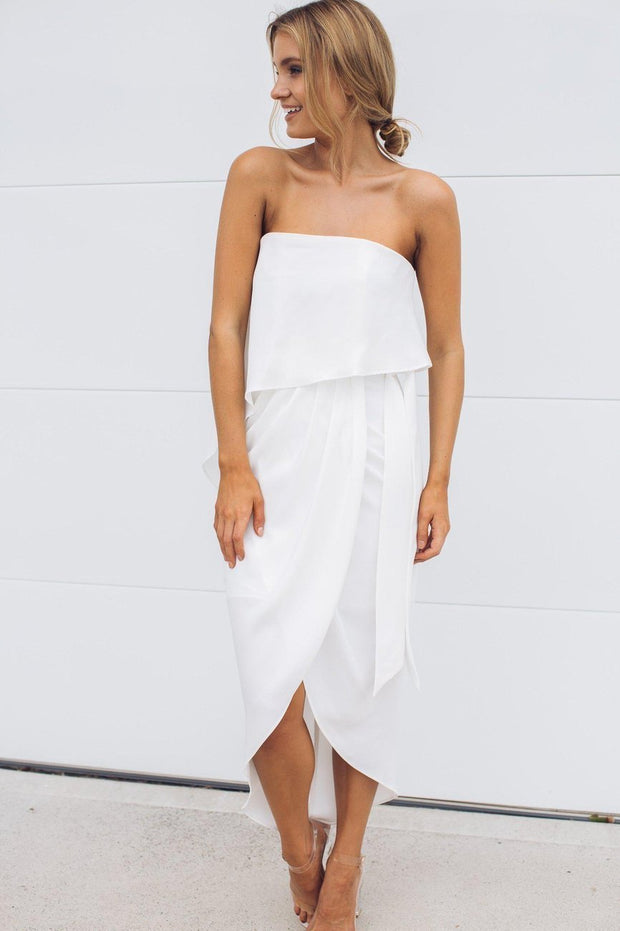 Fleur Strapless Dress - White-Dresses-Esther Luxe-ESTHER & CO.