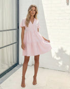 Galinda soft pink dress, front view