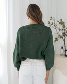 Garena Knit in Khaki Print khaki wool blend floral knit jumper back view