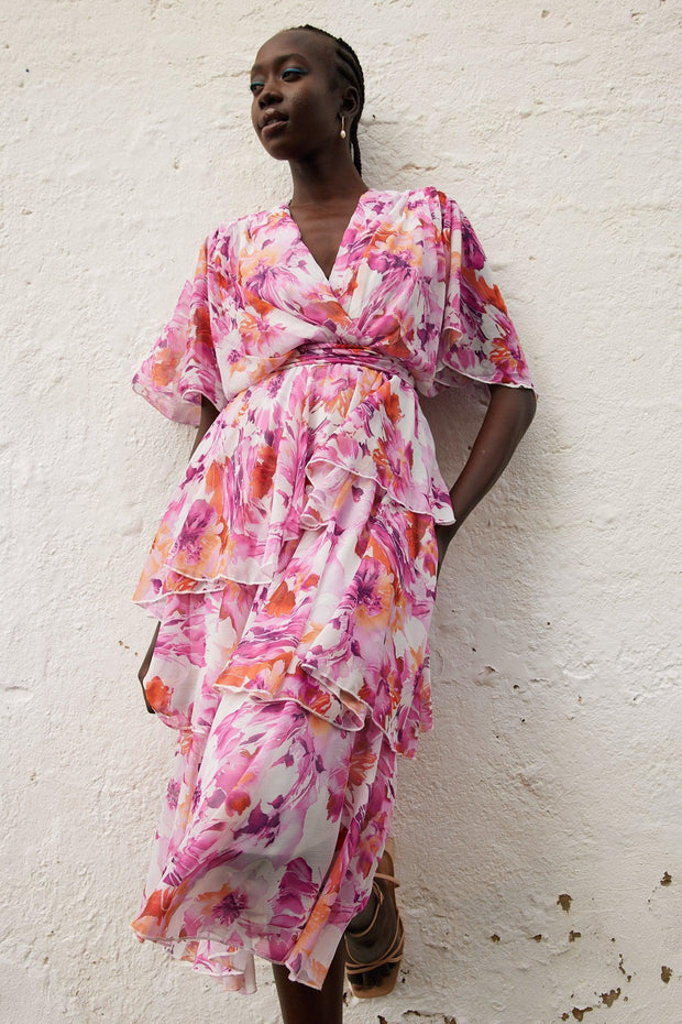 Geronia Dress - Pink Floral-Dresses-Womens Clothing-ESTHER & CO.