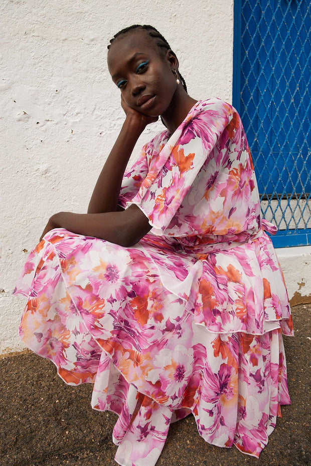 Geronia Dress - Pink Floral-Dresses-Womens Clothing-ESTHER & CO.