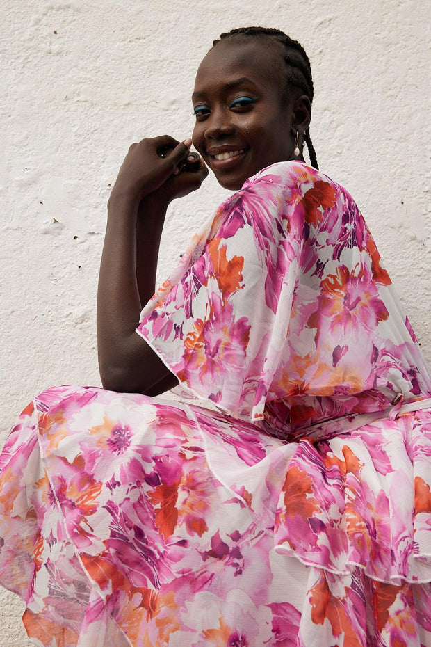 Geronia Dress - Pink Floral-Dresses-Womens Clothing-ESTHER & CO.
