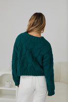 Hadi dark green relaxed knit jumper, full length