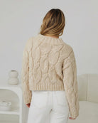 Hadi Knit in Latte womens latte chunky cable knit jumper side view