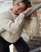 Hadi Knit in Latte latte cable knit women's jumper back view
