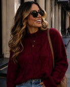 Hadi Knit in Wine — women's relaxed fit knit jumper, front view