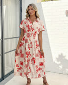 Women's cream tropical print shirt dress, the Hanae Cream Multi Dress by Esther & Co