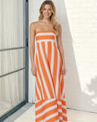 Women's orange stripe maxi dress, the Deyah Orange Stripe Dress by Esther & Co