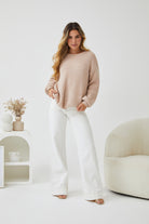 Harvie Knit in Cappuccino womens pinkish cappuccino knit relaxed fit