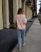 Harvie Knit in Pink — women's wool blend jumper, front view