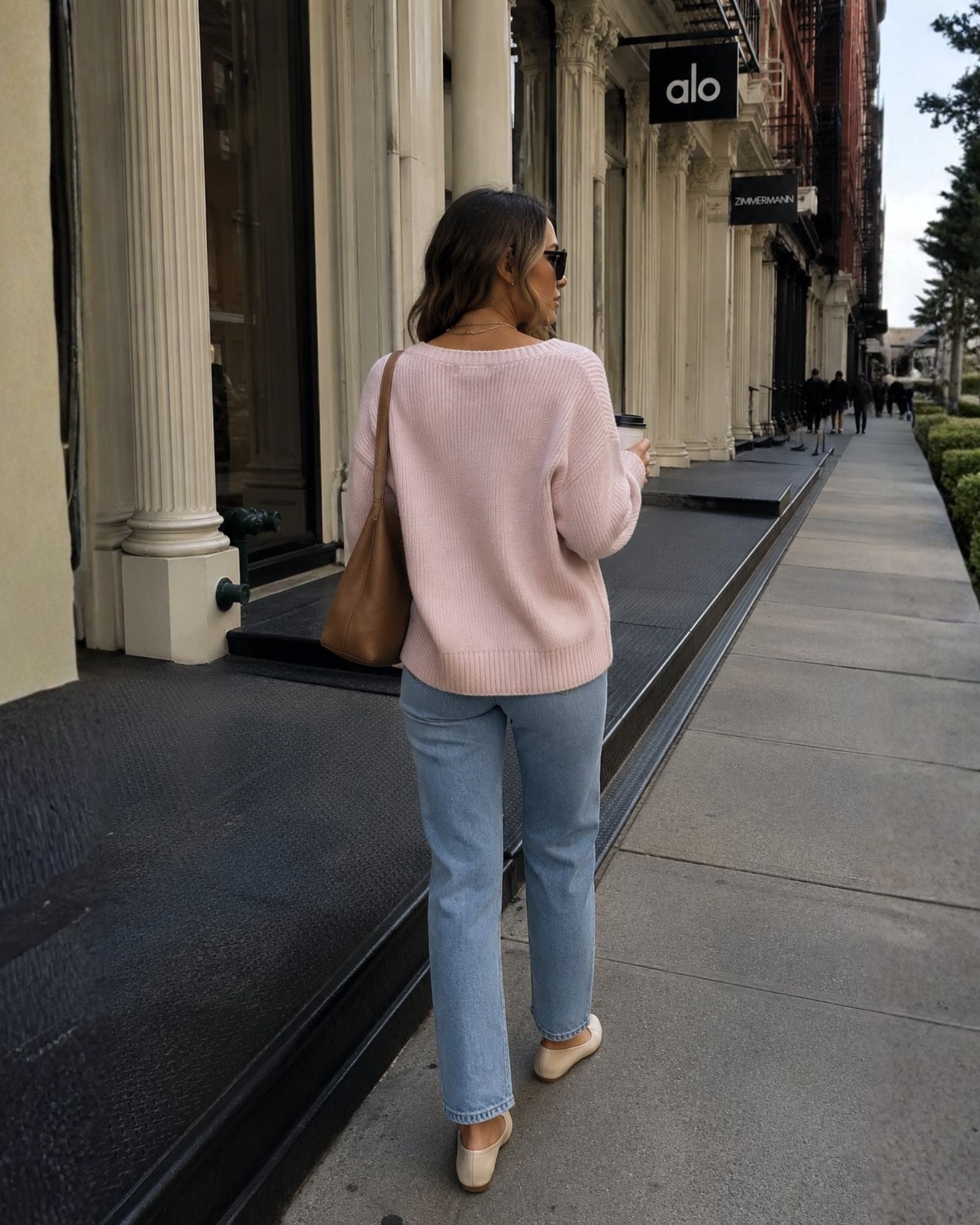 Harvie Knit in Pink — women's wool blend jumper, front view