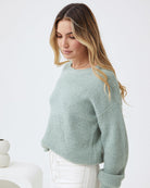 Harvie Knit in Sage womens sage knit jumper styled outfit