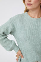 Harvie Knit in Sage womens sage wool blend jumper back view