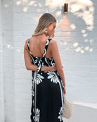 Holden Dress in Black Floral womens black floral maxi styled outfit