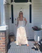 Holden Dress in Beige Floral beige and white floral maxi dress back view