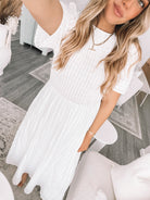Iolana white A-line cotton midi dress, full length