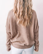 Joansy Knit in Oat womens oat ribbed knit jumper styled outfit